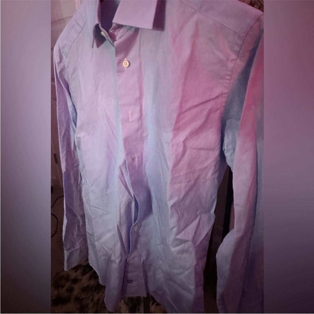David Donahue Light Blue Men's Dress Shirt size 34/35 15.5 inches